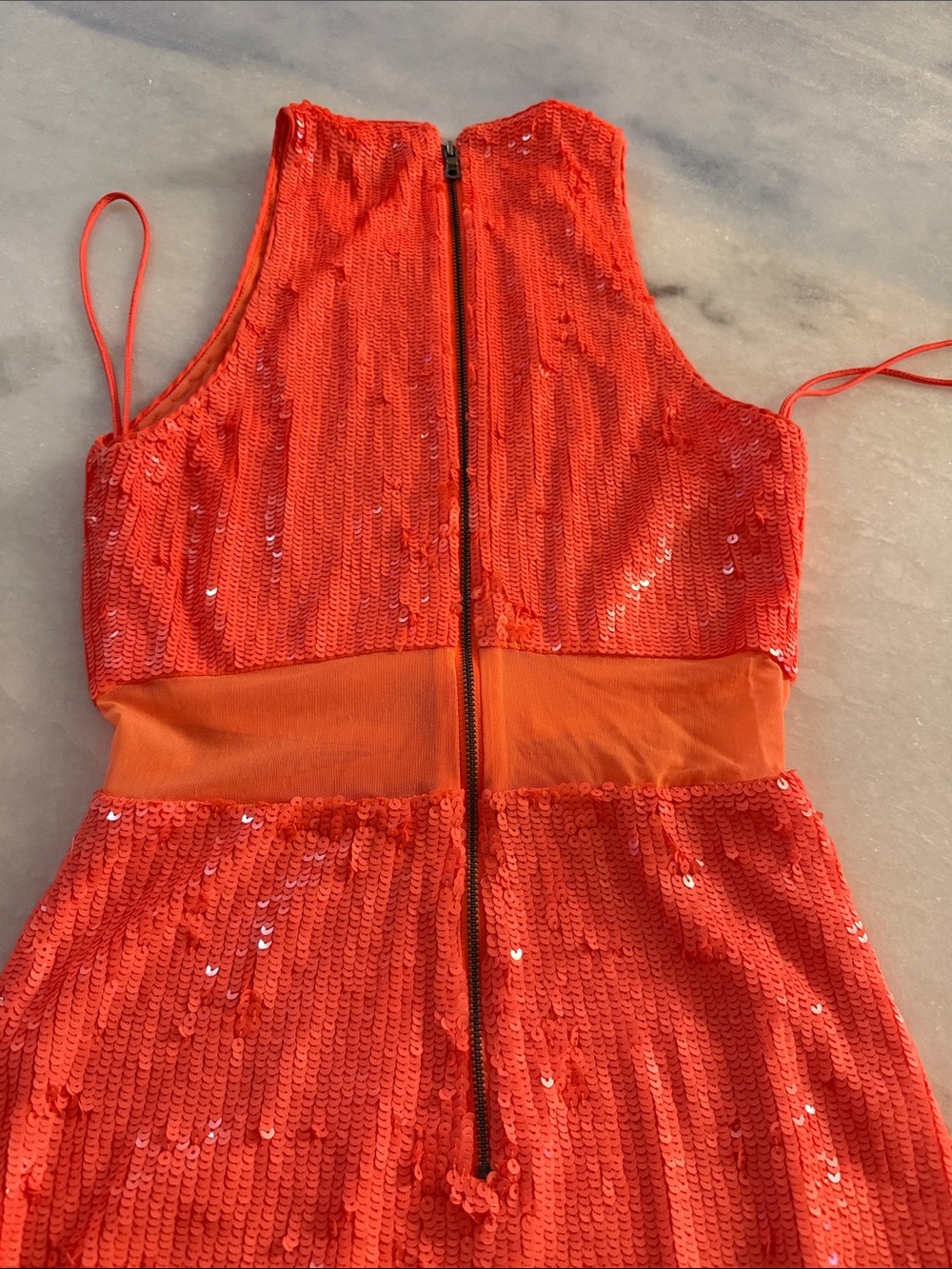 Alice + Olivia Neon Orange Sequin Mini Dress - Picture 8 of 10